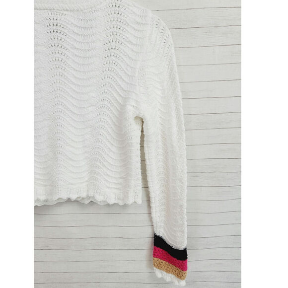 HOUSE OF HARLOW 1960 CROCHET CROPPED BUTTON UP CARDIGAN, SZ SMALL - Picture 10 of 13